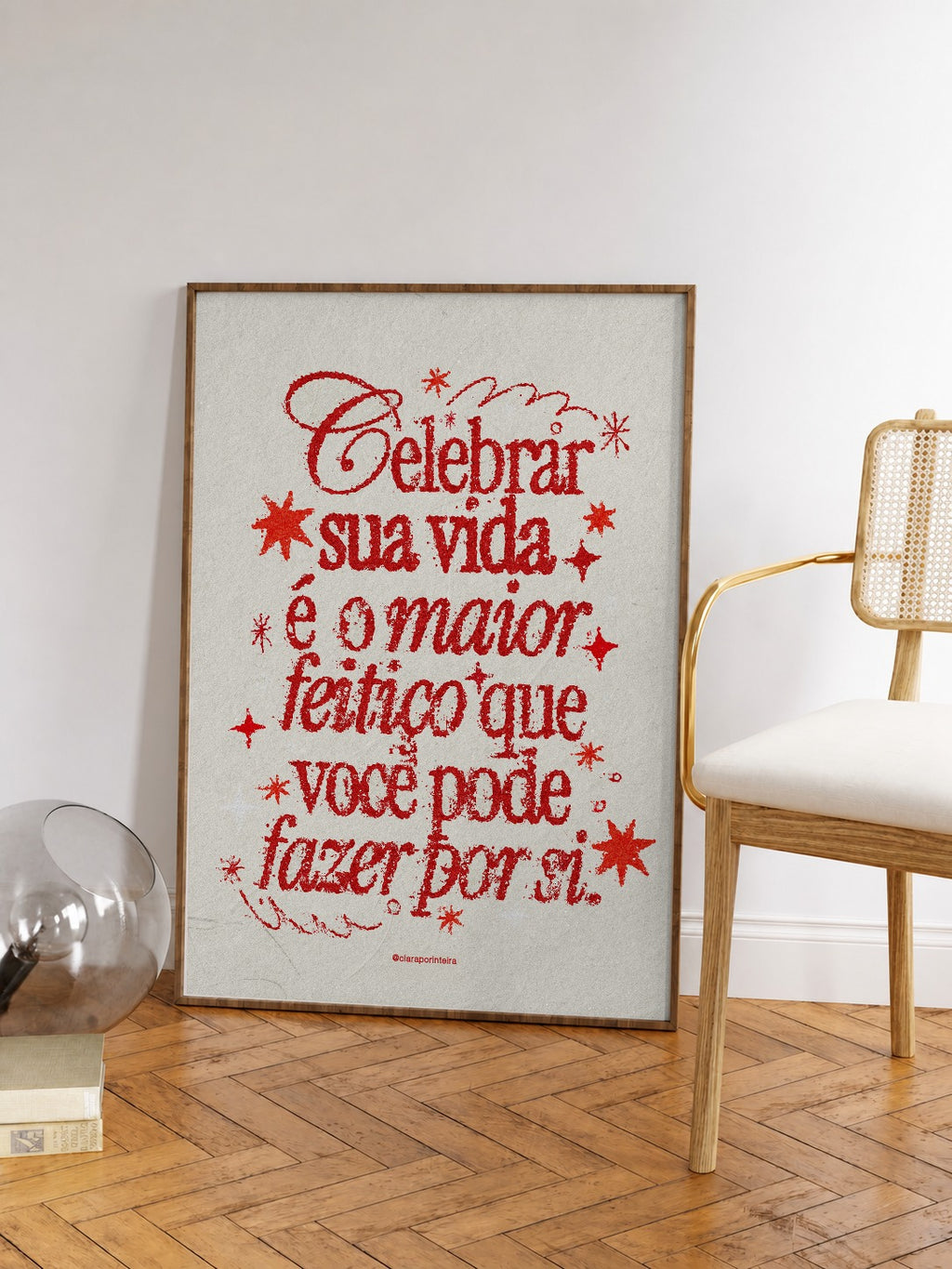 Quadro Celebrar Minha Vida emoldurado em ambiente, mockup 2