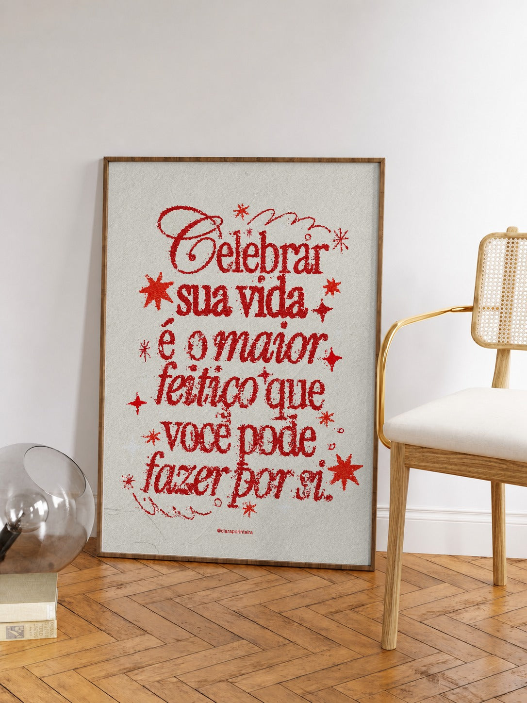 Quadro Celebrar Minha Vida emoldurado em ambiente, mockup 2