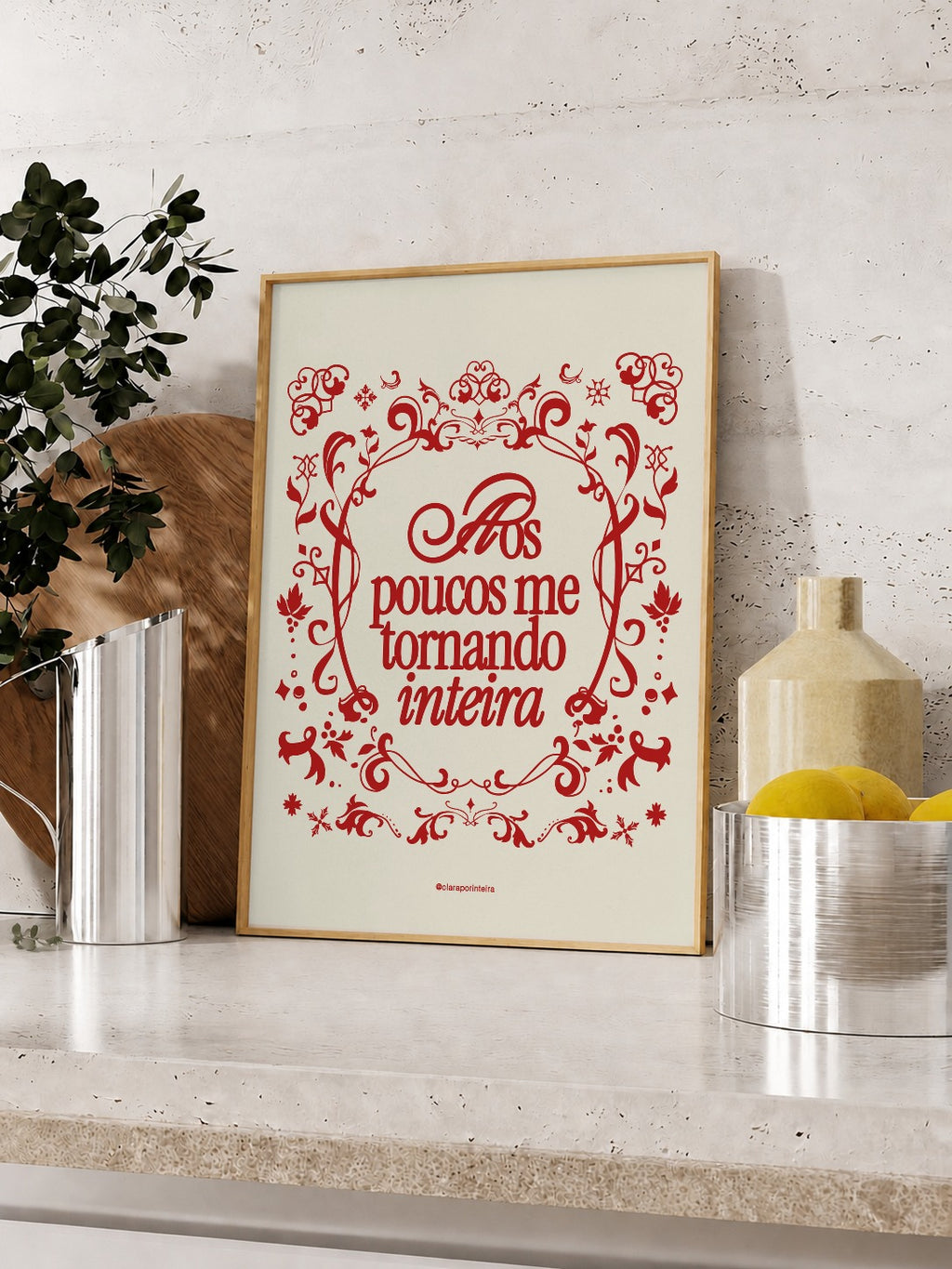 Quadro Me Tornando Inteira emoldurado em ambiente, mockup 3