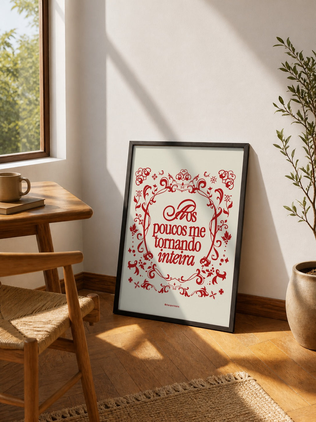 Quadro Me Tornando Inteira emoldurado em ambiente, mockup 4