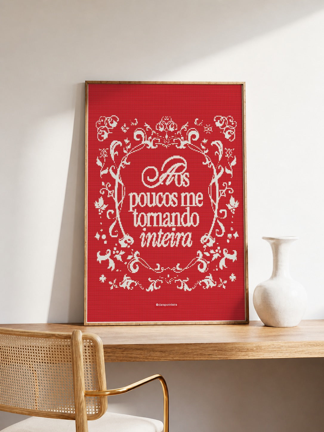 Quadro Me Tornando Inteira (Vermelho) emoldurado em ambiente, mockup 1