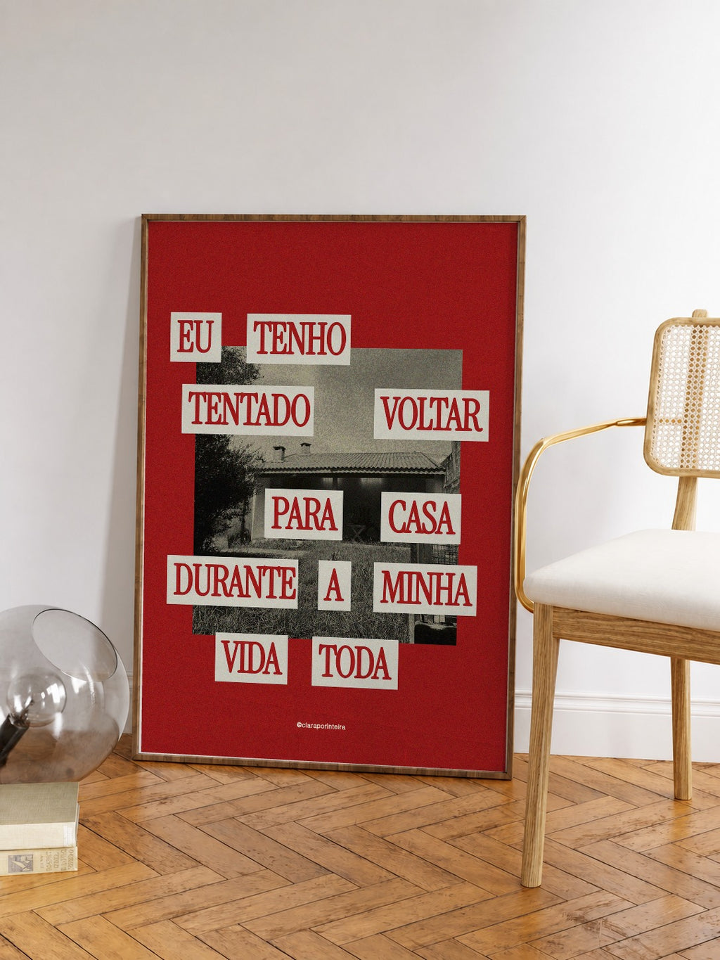 Quadro Voltar Para Casa emoldurado em ambiente, mockup 2