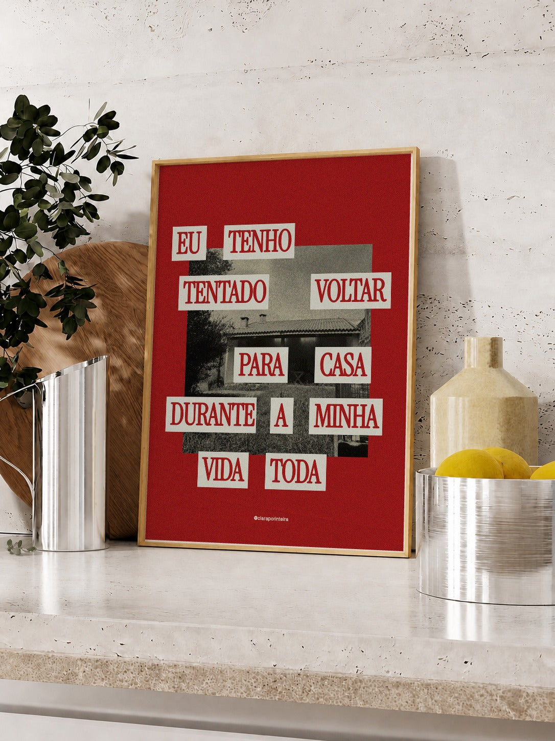 Quadro Voltar Para Casa emoldurado em ambiente, mockup 3