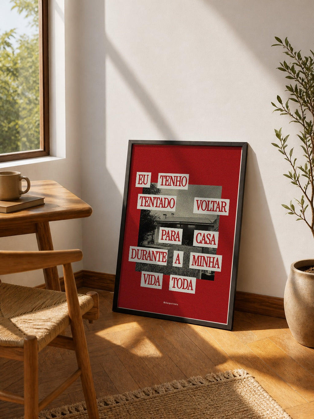 Quadro Voltar Para Casa emoldurado em ambiente, mockup 4